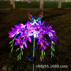 Solar Garden <b>Light</b> Led Butterfly Purple Wisteria <b>Flower</b> Waterproof Outdoor Lawn <b>Light</b> Free Standing Mono Si Solar Cell - Product Image 3