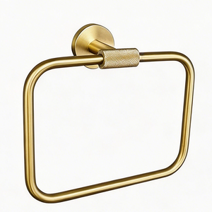 HONGDEC Anneau porte-serviettes carré en acier inoxydable doré brossé à fixer au mur - Product Image 4