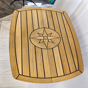 Barrel <b>Folding</b> Teak <b>Table</b> Top 300/610X940mm,11.8/24X37 Inch Star Inlay Marine Boat Yacht TC642 TC642 TC642 - Product Image 3