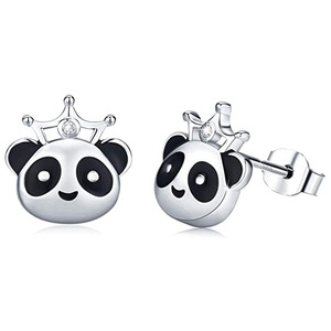 Orecchini a Perno Classici Panda Bianco e Nero per Donne, Accessori per Orecchie con Animali Cartoon, Regalo Quotidiano - Product Image 1