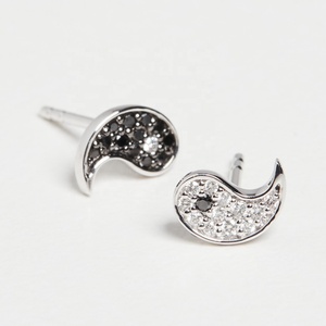 Yin <span class=keywords><strong>Yang</strong></span> — bijoux en argent Sterling 925, clou de boucle d'oreille, personnalisé, diamant CZ - Product Image 2