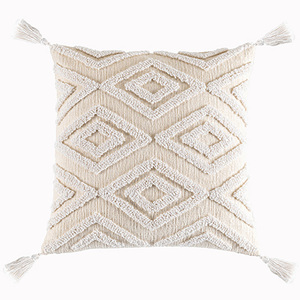 Farmhouse Throw <strong>Cushion</strong> <strong>Cover</strong> with Tassel, Cotton Tufted Throw <strong>Rectangular</strong> Pillow <strong>Cover</strong> - Product Image 4