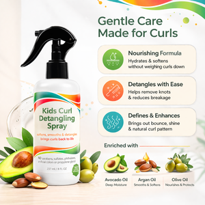 Spray Acondicionador Sin Enjuague para Niños de 8oz para Cabello Rizado, Desenredante para Rizos Sin Enredos con Queratina, Vitamina B5, Aceite de Oliva y Jojoba - Product Image 4