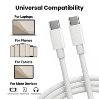 Câble USB C vers USB C à charge rapide PD 60W, 10 pieds, tressé en nylon, 3A, cordon de charge Type C pour téléphone, tablette, ordinateur portable