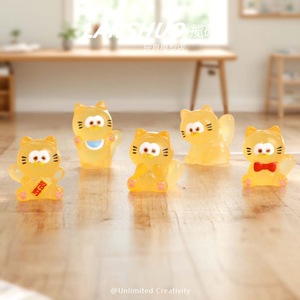 Resin Cartoon <b>Cat</b> <b>Night</b> <b>Light</b> DIY Jewelry Set Animal Shape Keychain Craft Accessory - Product Image 3
