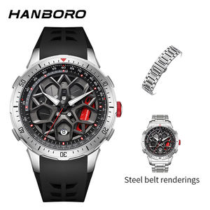 Nouvelle Arrivée Montre Mécanique Homme HANBORO en Acier Inoxydable 46mm Lumineuse avec Aiguilles en Silicone Étanche Verre <span class=keywords><strong>Saphir</strong></span> Tendance - Product Image 6