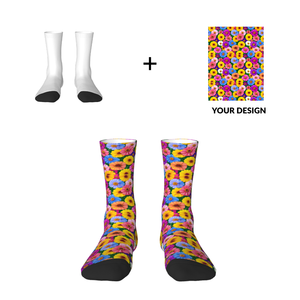 Customizable 100% Polyester Mid-Calf <b>Socks</b> with Digital Print Logo on Cuff-OEM Service - Product Image 3