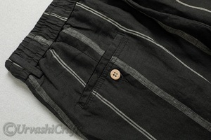 กางเกงผ้าลินินลายทางคุณภาพระดับพรีเมี่ยมกางเกงทรงหลวมเอวยางยืดกางเกงทรงหลวมผ้าลินินหุ้มข้อสไตล์ฤดูร้อน - Product Image 3