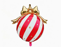 Weihnachtsdekoration Runder Folienballon Schleife Weihnachten Gestreifter Stern-Druck Heliumballons Neujahr Feiertagsparty Wanddekoration