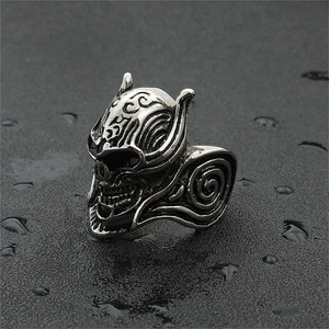 Skull Warrior <b>Ring</b> Men's Stainless Steel <b>Silver</b> Retro Punk Style Jewelry Gift 260113 - Product Image 2