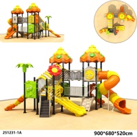 Ensemble de jeux d'extérieur pour enfants de qualité commerciale avec toboggan en spirale et filet d'escalade, en plastique résistant aux UV, pour parc d'attractions OEM/ODM