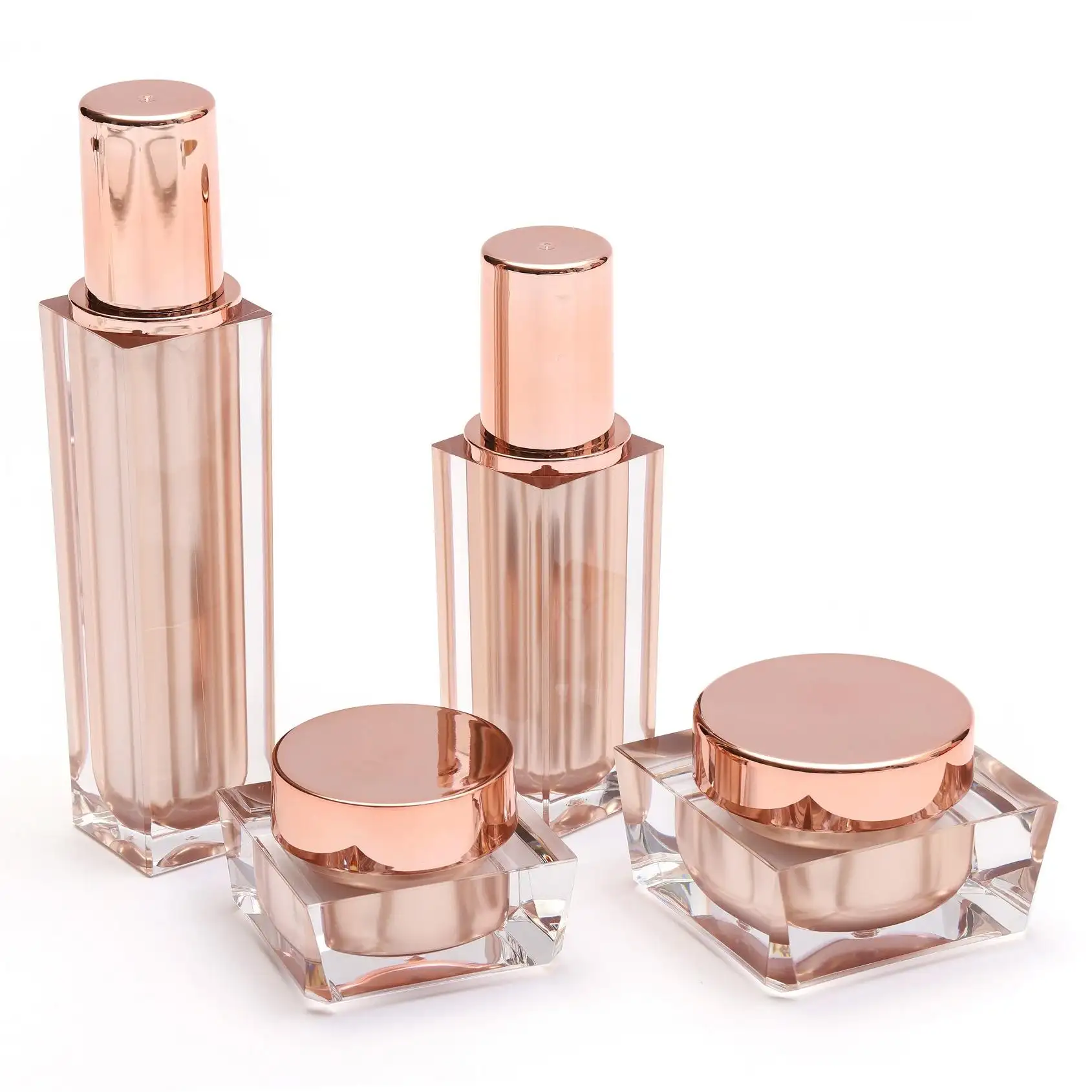 Acrylic cosmetic paaging factory acrylic bottle and jar bottle set for cosmetic