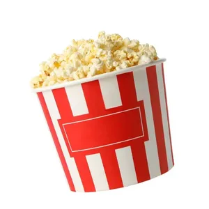 Tazza di carta rivestita in legno di ghiaccio doppio PE 4Oz ciotola di carta da 32 Oz per Popcorn con Logo personalizzato stampato secchio di carta per Popcorn