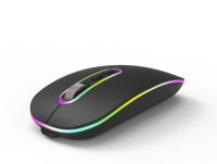 Mouse Gaming tanpa kabel, motif paten unik Ultra tipis dapat diisi ulang 2.4G nirkabel lampu LED RGB portabel Mouse PC Notebook