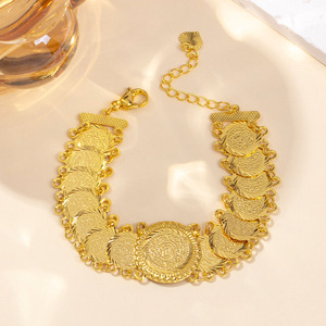 Classico Bracciale a Catena Placcato Oro con Moneta in Stile Mediorientale per Donne, Gioiello <span class=keywords><strong>da</strong></span> Polso - Product Image 2