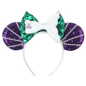 Accesorios para el Cabello de Princesa, Diadema con Orejas de Ratón y Lazo de Cola de Sirena Brillante para Niñas, Venta al por Mayor - Product Image 2
