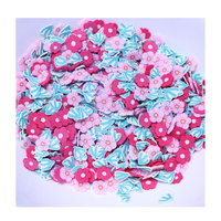 Fleur rouge feuilles vertes fleur arrose tranche d'argile polymère pour bricolage artisanat minuscule mignon 5mm en plastique Klei particules de boue