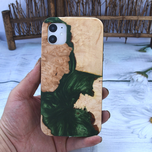 Étui de téléphone portable en bois de luxe personnalisé OEM pour 11/12/13 Pro, design en agate, bois de bambou, étanche, holographique - Product Image 4