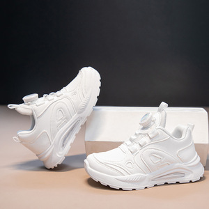 รองเท้าผ้าใบสำหรับเด็กผู้ชายเด็กผู้หญิงรองเท้ากีฬาแบบมีกระดุมหมุนได้ทำจากหนังลำลองระบายอากาศได้ดี - Product Image 3