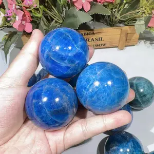 kindfull Wholesale Natural High Quality Blue Apatite Sphere Healing Crystal Quartz Ball For Decoration