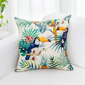 Acuarela Parro <span class=keywords><strong>guacamayo</strong></span> pájaro selva Tropical hoja Floral botánico palmera funda de almohada para sofá - Product Image 1