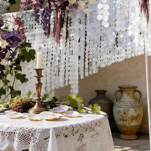 LANJO Lámina de Concha de Mica para Decoración de Techo de 5cm, Campanilla de Viento Circular de Concha Natural, Instalación Romántica con Luz - Product Image 1