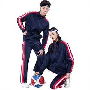Ensemble de survêtement rayé violet et jaune, fermeture éclair sur toute la longueur, style sportif, unisexe, adulte, vêtements d'automne avec poches latérales - Product Image 4
