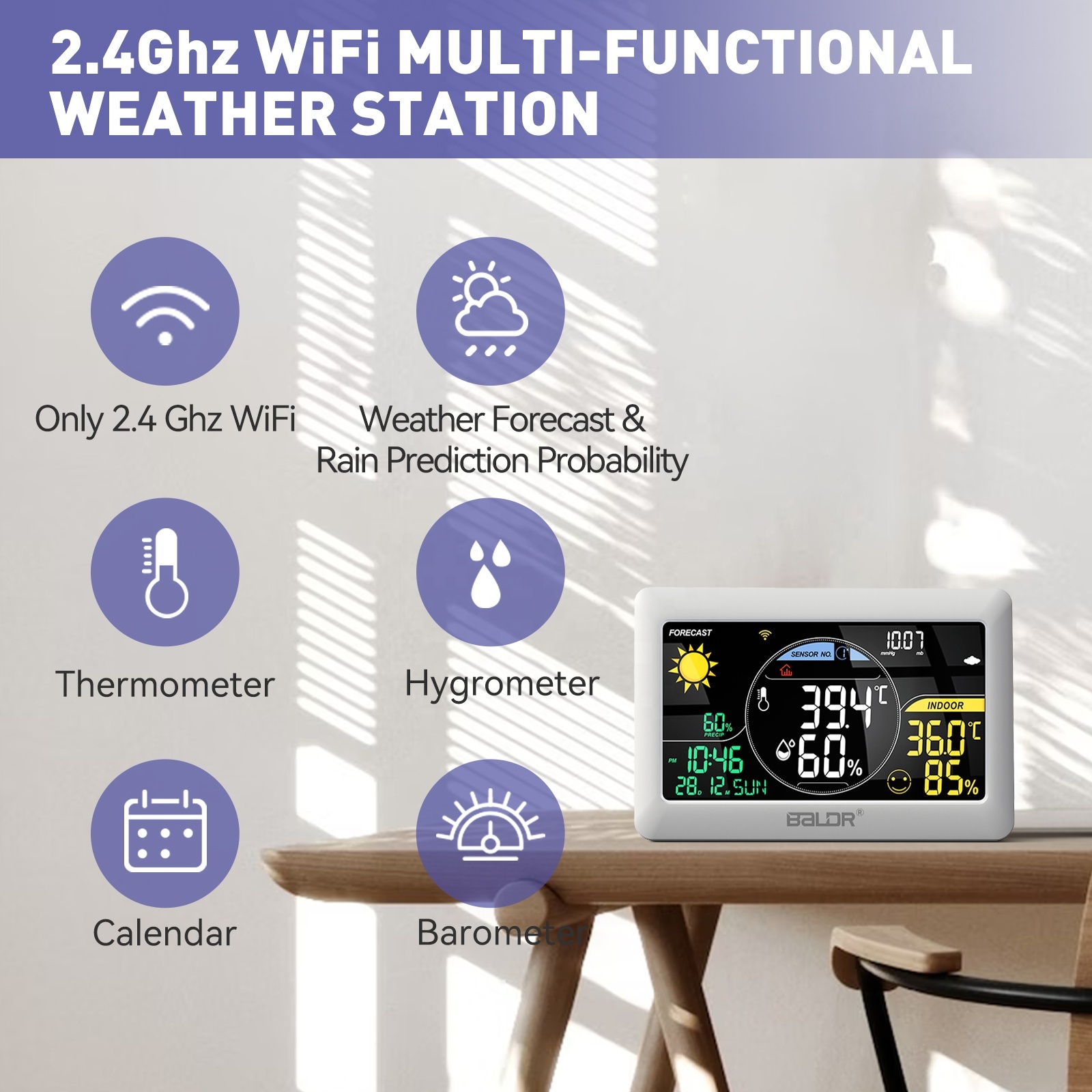 Цифровая Wi-Fi метеостанция, точный концентратор, прогноз погоды, подключение к Интернету, для улицы и помещений
