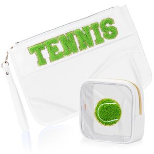 Bolsa de cosméticos de playa con logotipo personalizado, muestra gratuita, neceser transparente, bolsas de parche con letras de chenilla, bolsa de maquillaje hinchada de almacenamiento - Product Image 6