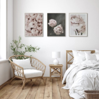 Sofine Vente Chaude Bois Photo Encadrée 3 pièces rose Rose Mur Art Décoration Murale Suspendus Cadre Photo Peintures