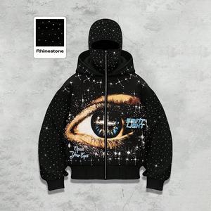 Sudadera con Capucha <span class=keywords><strong>Ninja</strong></span> para Hombre, Diseño Personalizado con Estampado Gráfico, Estilo Punk Urbano, Adornada con Pedrería, de Fábrica de Ropa Urbana para Hombre - Product Image 1