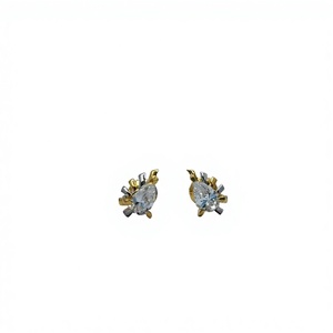 Gold and Silver Tone <b>Crystal</b> <b>Stud</b> <b>Earrings</b> Elegant Minimal Designer Jewelry for Women Daily Wear and Party Wear - Product Image 3