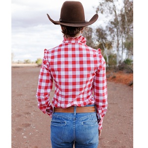 <span class=keywords><strong>Camicia</strong></span> da <span class=keywords><strong>donna</strong></span> in cotone slim fit con volant, ricami, maniche lunghe, bottoni, <span class=keywords><strong>a</strong></span> <span class=keywords><strong>quadri</strong></span> rosso/bianco, stile western, modello Arena. - Product Image 4