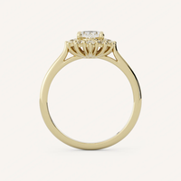 2 Karat Oval Küme Halo Tektaş Yüzük Laboratuvarda Yetiştirilmiş Elmas Nişan Yüzüğü 14K/18K Som Altın IGI Sertifikalı CVD/HPHT Özel Yapım