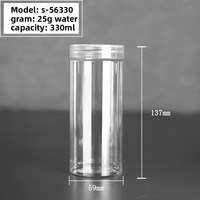 Bouteilles transparentes cylindriques en PET de qualité alimentaire fournies par le fabricant, col de 56 mm, capacité de 330 ml, bouchon à vis ; Convient aux produits à base de plantes