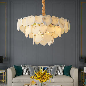 Lampes suspendues en marbre naturel de luxe avec LED dorées, lustre, éclairage suspendu, <span class=keywords><strong>luminaire</strong></span> pour salon, lampes de plafond - Product Image 6