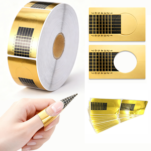 Lot de 500 autocollants dorés pour ongles, formes adhésives pour extension d'ongles en gel UV et acrylique, guide d'application pour salon de beauté - Product Image 6