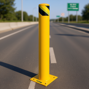 Bolardo de Seguridad de Acero con Recubrimiento en Polvo Amarillo de 4-1/2" de Diámetro Exterior y 36" de Altura, Barrera para Áreas Sensibles al Tráfico, 4 Pernos de Anclaje Gratis, Modelo [Insertar Modelo] - Product Image 3