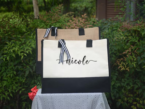 Sac à provisions étanche EVA de grande capacité avec support d'épaule de qualité supérieure en toile de jute avec logo personnalisé et ruban de luxe - Product Image 3