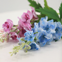 Hochwertige Künstliche Realistische Latex-Orchidee Rittersporn Blume in Weiß und Blau für Hochzeits- und Heimtischdekoration
