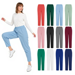 Nurse Pants Straight <b>Elastic</b> Waistband Drawstring Breathable Women's Work Uniform Plus Size Laboratory Dental Pants - Product Image 1