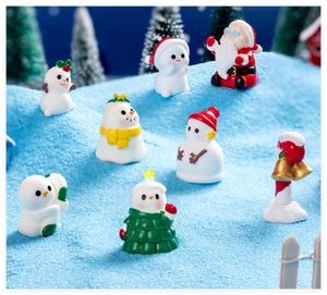 Decoración Navideña en Miniatura, Figuras de Resina, Muñeco de Nieve, Papá Noel, Árbol, Tren, Letrero de Bienvenida, Campana, Bastón, Dijes 3D - Product Image 5