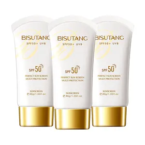 Cilt bakımı 50g su geçirmez güneş kremi özelleştirilmiş tasarım özel etiket güneş koruyucu SPF 50 + güneş koruyucu