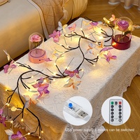 Lumière LED flexible en plastique en forme de feuilles de fleurs de papillon, économie d'énergie, télécommande, IP55, décoration du jour du Nouvel An, intérieur