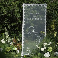 Décor de mariage extérieur en dentelle et tulle pour toile de fond photo, panneau de bienvenue, cérémonie et fête