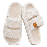 Chaussons d'intérieur pour femmes en fourrure d'hiver à bout ouvert pour un confort doux et respirant avec semelle en mousse à mémoire de forme TPR