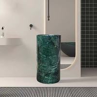 Lavabo sur pied moderne en marbre vert naturel poli avec drain intégré pour hôtel, idéal pour salle de bain