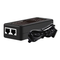 Injektor Poe Desktop hitam, model terbaru 52V 577mA 10/100/1000Mbps Gigabit 2.5G tingkat transmisi untuk Kamera CCTV keamanan