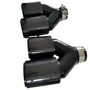 Leistung glänzend schwarz Edelstahl Kohle faser m Leistung Auspuffs pitze für BMW - Product Image 3