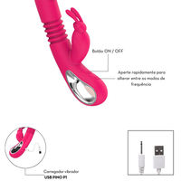 Vibromasseur à 12 vitesses avec fonction de vibration, de poussée et de chauffage, jouet de masturbation féminine, vibromasseur lapin pour point G avec fonction chauffante